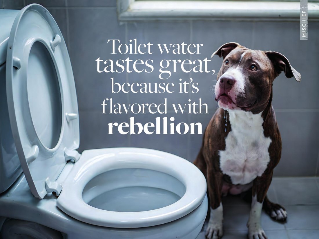 Mischief — toilet water tastes great, flavored with rebellion
